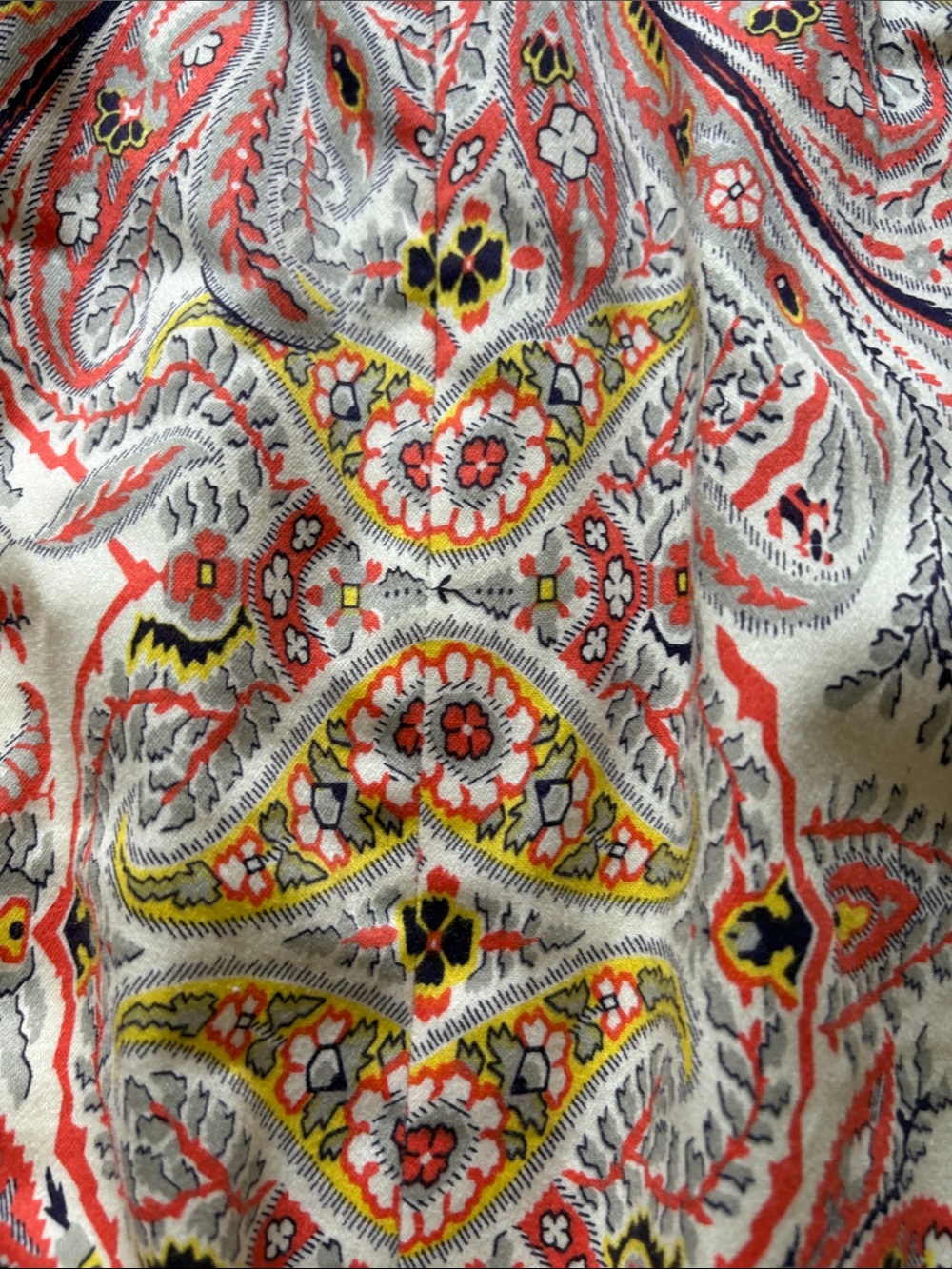 ANTONIO MELANI Cream Pencil Skirt with Coral & Yellow Paisley - Picture 3 of 6